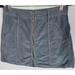 American Eagle Womens Blue Corduroy Hi RIse A-Line Skirt Size 6 Mini Boho Zip Up